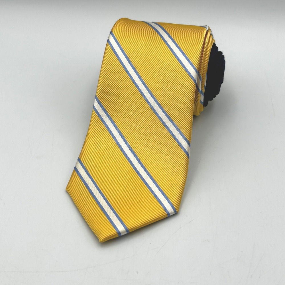 Tommy Hilfiger Necktie Yellow Mens Striped Silk Formal
